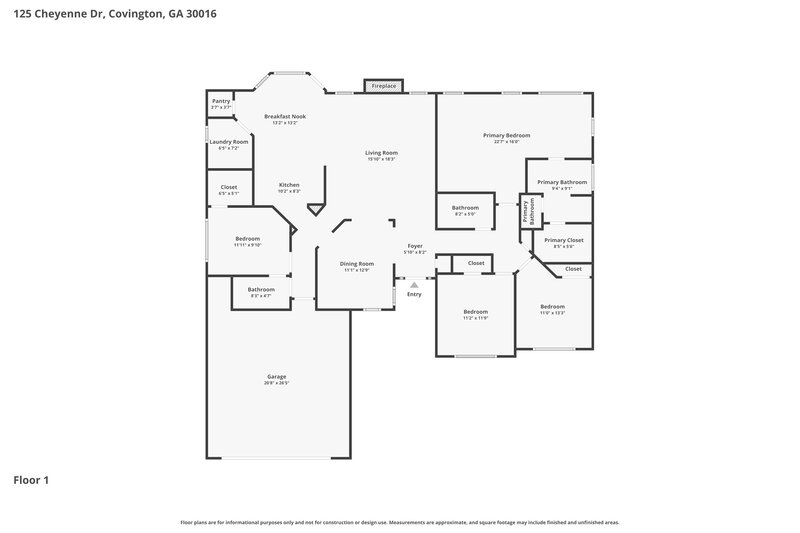 1,950/Mo, 125 Cheyenne Dr Covington, GA 30016 Floor Plan View