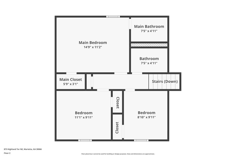 1,750/Mo, 873 Highland Terrace NE Marietta, GA 30066 Floorplan View 3