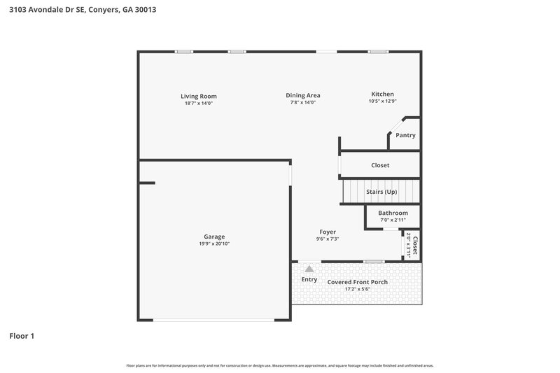 2,165/Mo, 3103 Avondale Drive SE Conyers, GA 30013 Floor Plan View