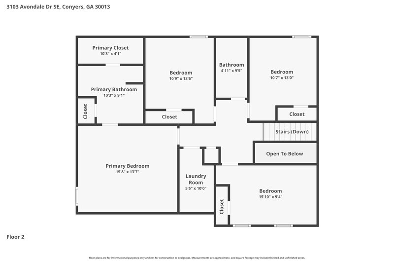 2,165/Mo, 3103 Avondale Drive SE Conyers, GA 30013 Floor Plan View 2
