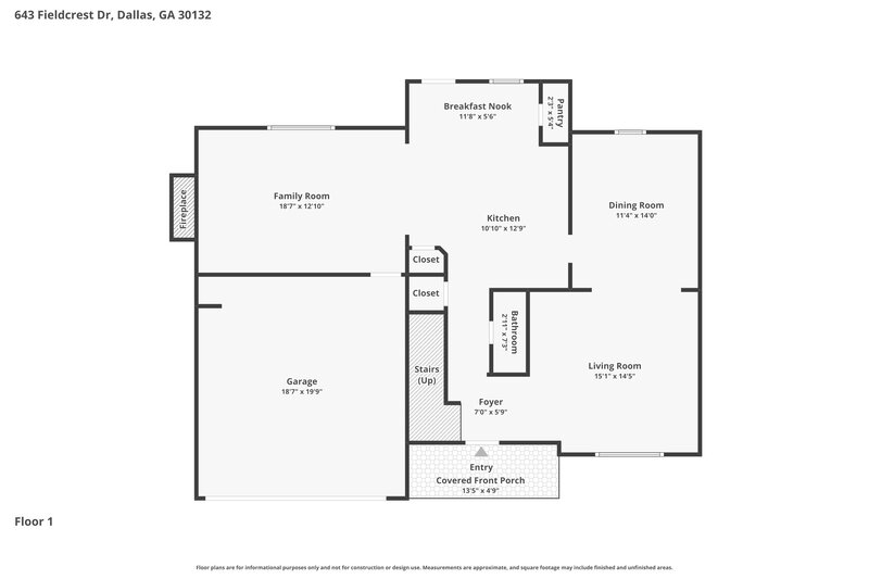1,985/Mo, 643 Fieldcrest Drive Dallas, GA 30132 Floor Plan View 2