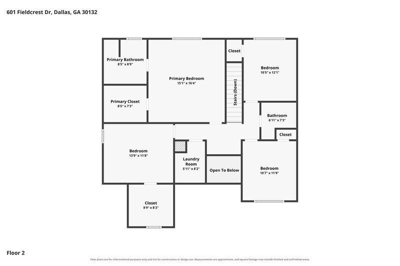 2,120/Mo, 601 Fieldcrest Drive Dallas, GA 30132 Floorplan View 2