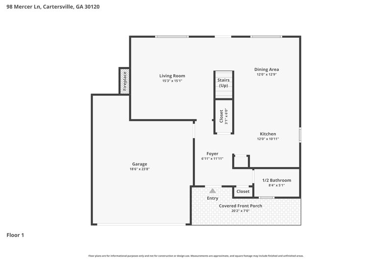 2,060/Mo, 98 Mercer Lane Cartersville, GA 30120 Floor Plan View
