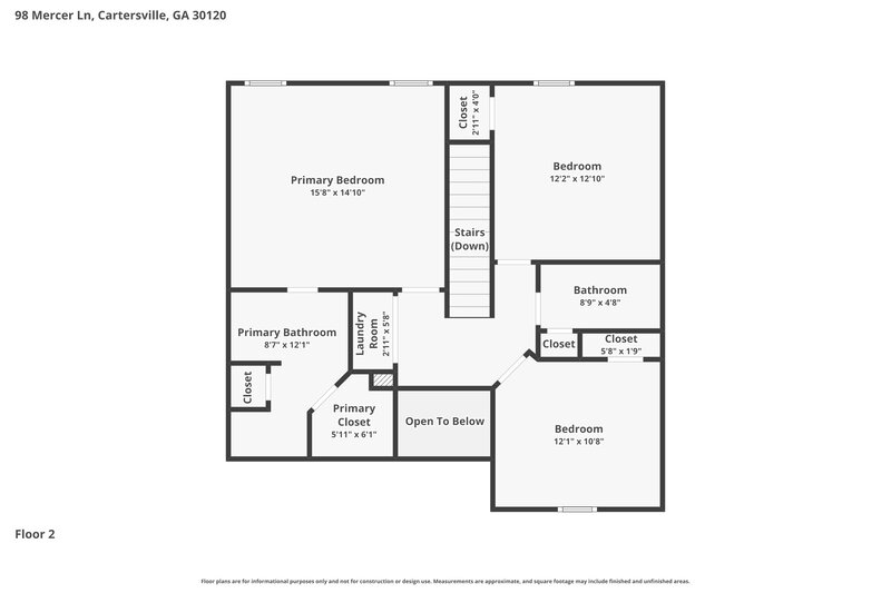 2,060/Mo, 98 Mercer Lane Cartersville, GA 30120 Floor Plan View 2