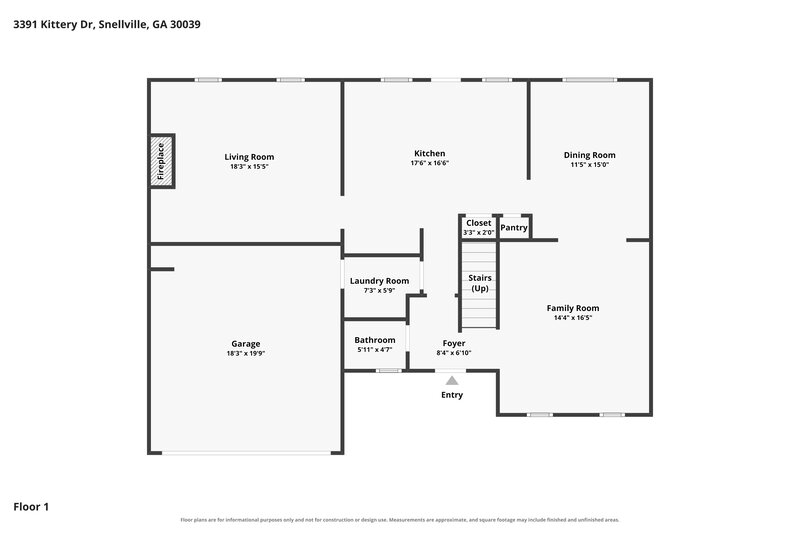 2,435/Mo, 3391 Kittery Dr Snellville, GA 30039 Floor Plan View