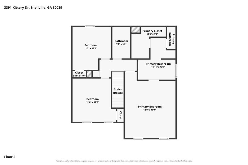 2,435/Mo, 3391 Kittery Dr Snellville, GA 30039 Floor Plan View 2
