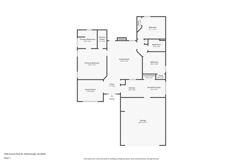 1,700/Mo, 1820 Towne Park Drive McDonough, GA 30252 Floor Plan View