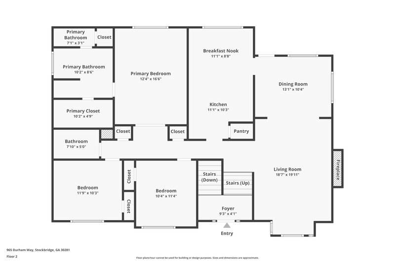 2,295/Mo, 965 Durham Way Stockbridge, GA 30281 Floor Plan View 2