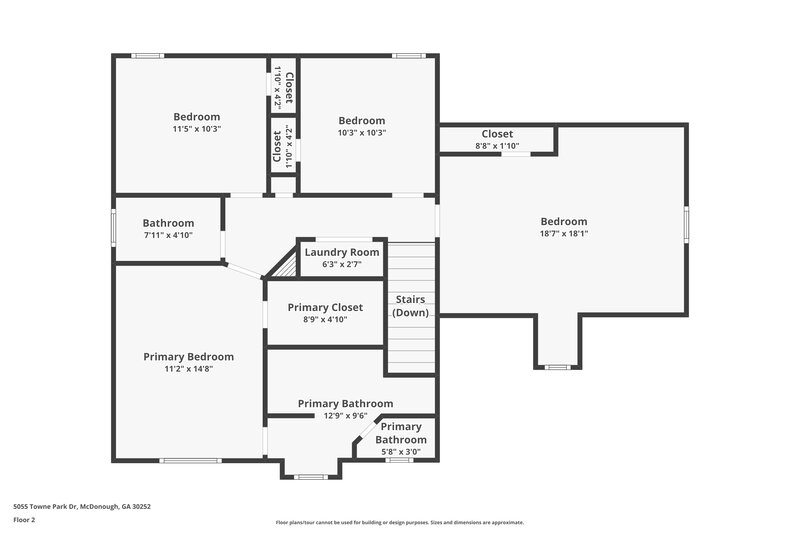 1,905/Mo, 5055 Towne Park Dr McDonough, GA 30252 Floor Plan View 2