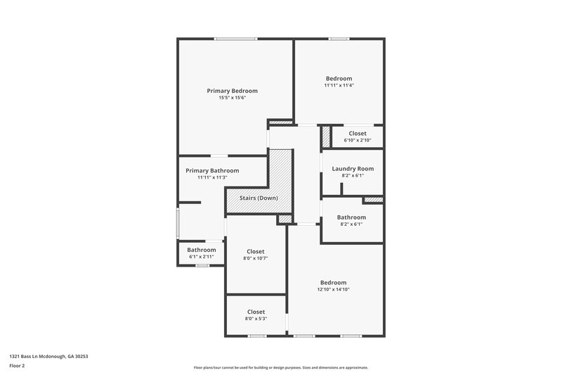 1,860/Mo, 1321 Bass Lane McDonough, GA 30253 Floor Plan View 2