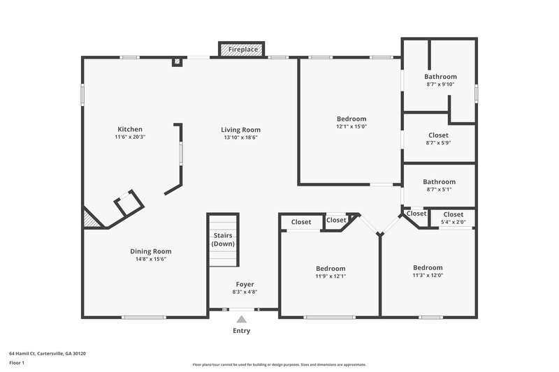 1,975/Mo, 64 Hamil Court NW Cartersville, GA 30120 Floor Plan View