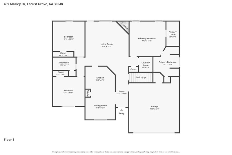 2,005/Mo, 409 Mazley Drive Locust Grove, GA 30248 Floorplan View