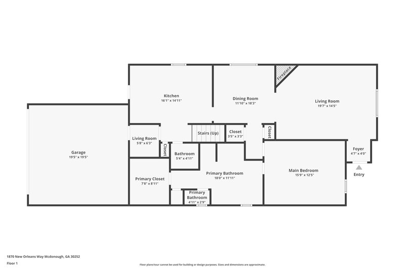 1,740/Mo, 1870 New Orleans McDonough, GA 30252 Floor Plan View