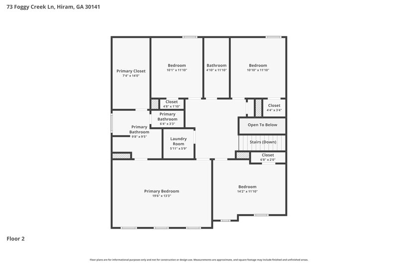2,130/Mo, 73 Foggy Creek Ln Hiram, GA 30141 Floorplan View 2