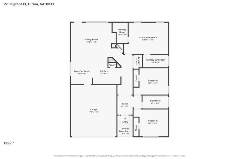 1,805/Mo, 22 Belgrant Ct Hiram, GA 30141 Floor Plan View