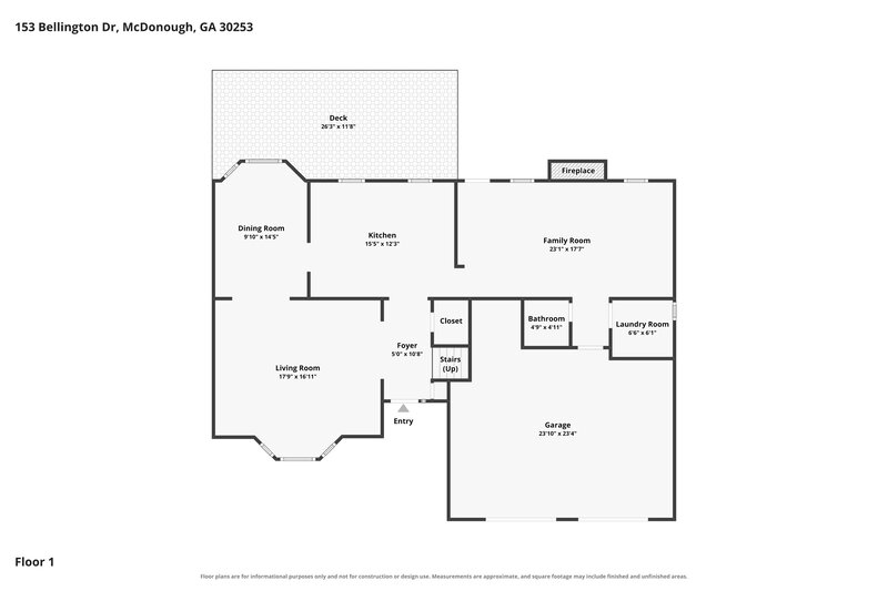 2,000/Mo, 153 Bellington Dr McDonough, GA 30253 Floor Plan View