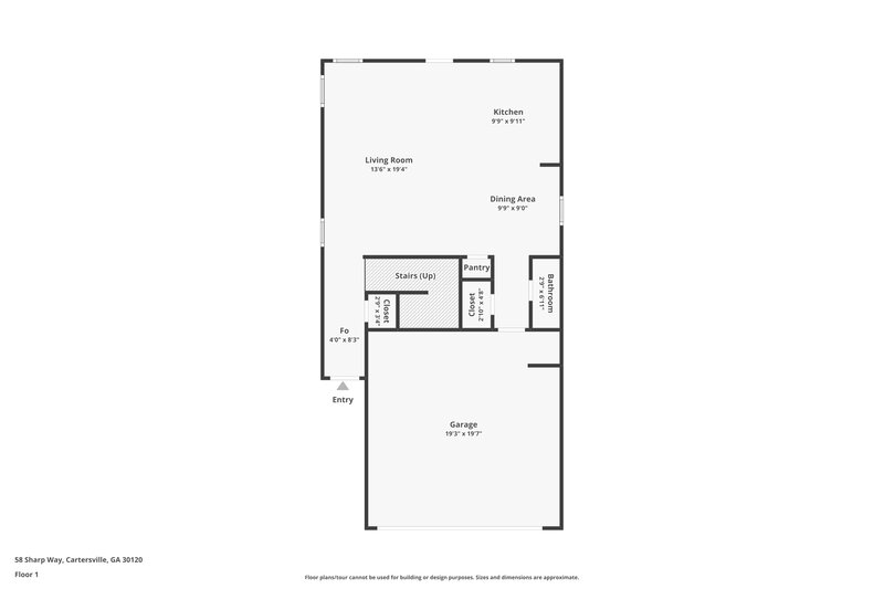 1,625/Mo, 58 Sharp Way Cartersville, GA 30120 Floor Plan View
