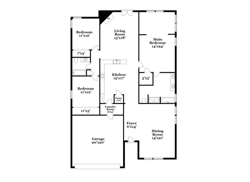 2,150/Mo, 8416 Somerton Circle Douglasville, GA 30134 Floor Plan View