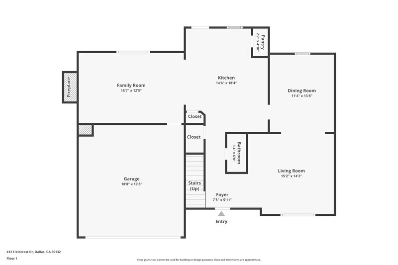 2,150/Mo, 412 Fieldcrest Drive Dallas, GA 30132 Floor Plan View