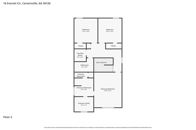 1,660/Mo, 16 Everett Circle Cartersville, GA 30120 Floor Plan View 2