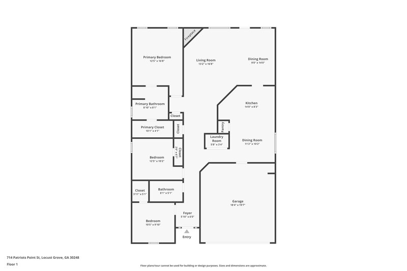 1,640/Mo, 714 Patriots Point Street Locust Grove, GA 30248 Floor Plan View