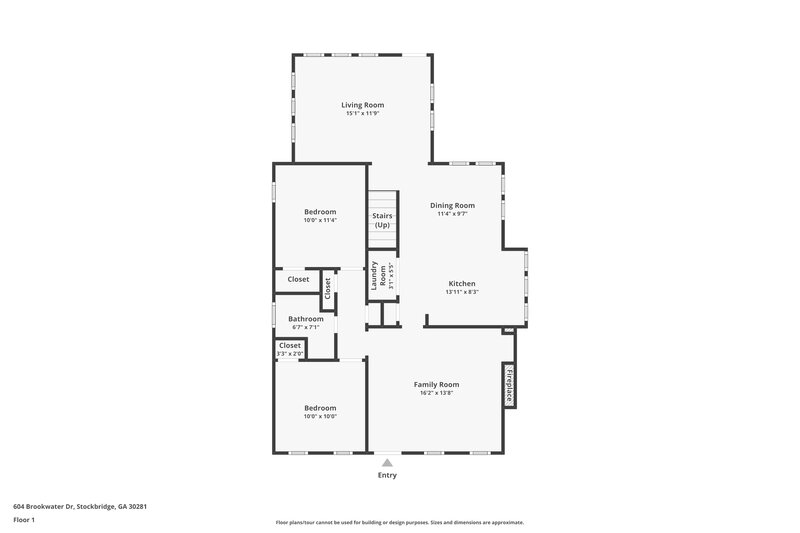 1,775/Mo, 604 Brookwater Drive Stockbridge, GA 30281 Floor Plan View