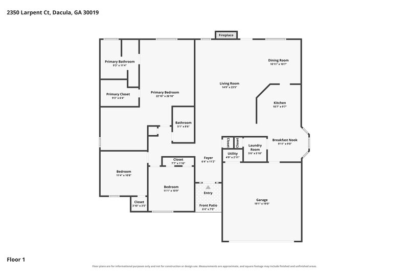 2,230/Mo, 2350 Larpent Court Dacula, GA 30019 Floor Plan View
