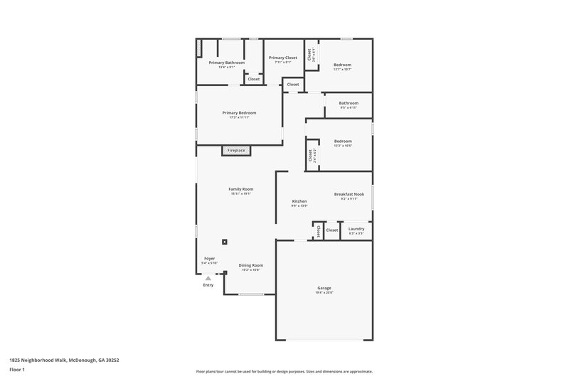 1,750/Mo, 1825 Neighborhood Walk McDonough, GA 30252 Floor Plan View
