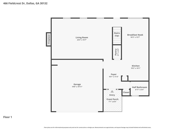 2,160/Mo, 466 Fieldcrest Drive Dallas, GA 30132 Floor Plan View