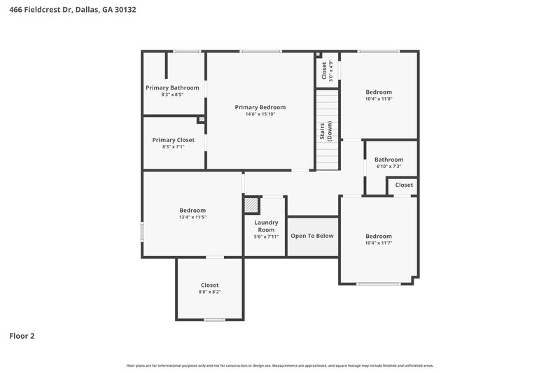 2,160/Mo, 466 Fieldcrest Drive Dallas, GA 30132 Floor Plan View 2