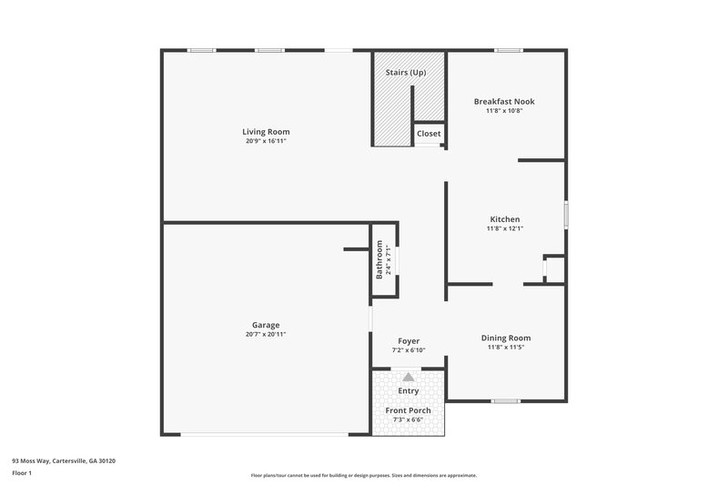 1,900/Mo, 93 Moss Way Cartersville, GA 30120 Floorplan View