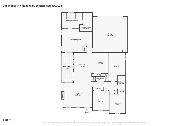 2,280/Mo, 295 Monarch Village Way Stockbridge, GA 30281 Floorplan View