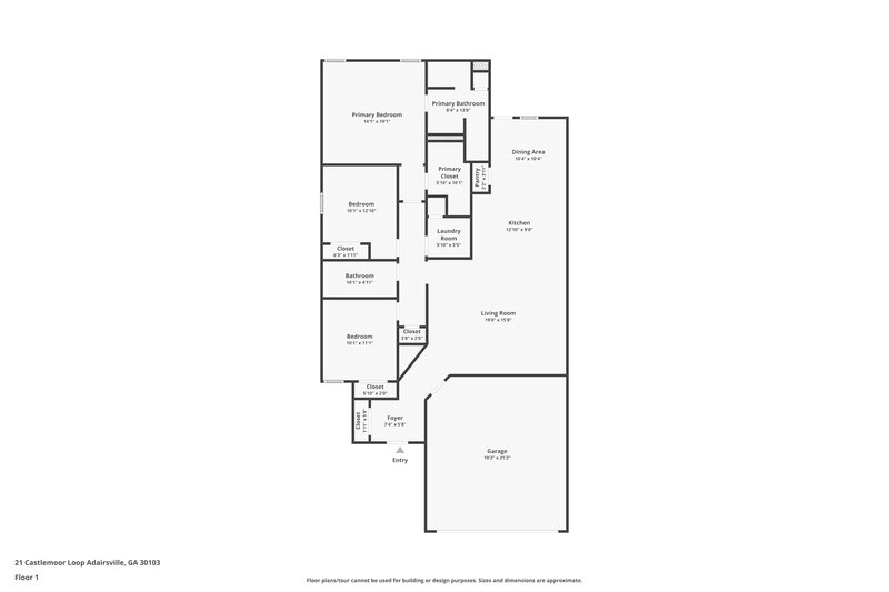 1,620/Mo, 21 Castlemoor Loop Adairsville, GA 30103 Floor Plan View