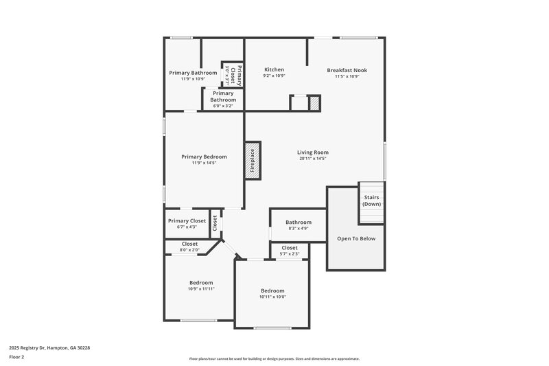 1,960/Mo, 2025 Registry Drive Hampton, GA 30228 Floorplan View