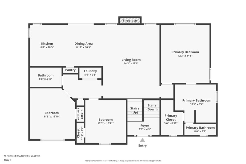 2,120/Mo, 16 Redwood Drive Adairsville, GA 30103 Floor Plan View 2