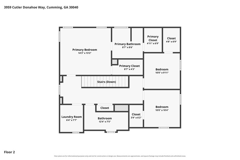 1,890/Mo, 3959 Cutler Donahoe Way Cumming, GA 30040 Floor Plan View 2