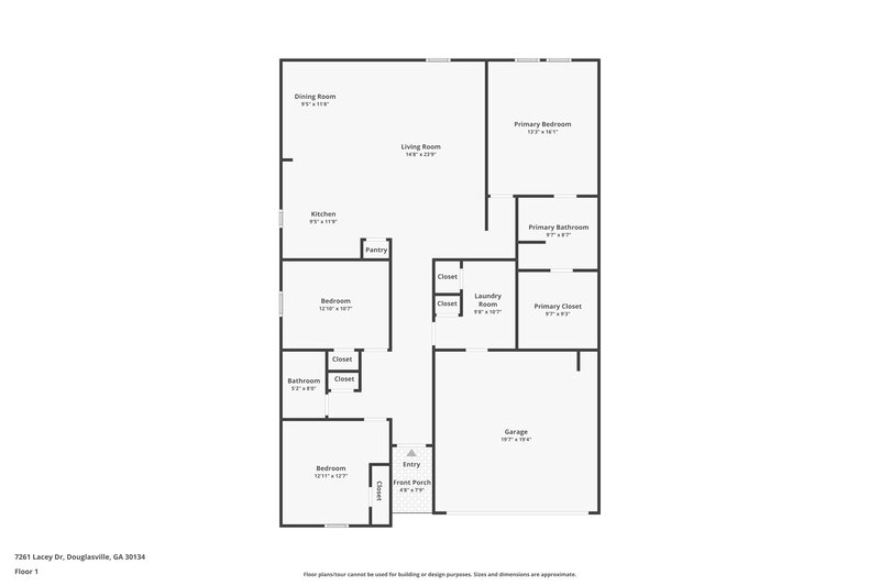 2,900/Mo, 7261 Lacey Drive Douglasville, GA 30134 Floor Plan View