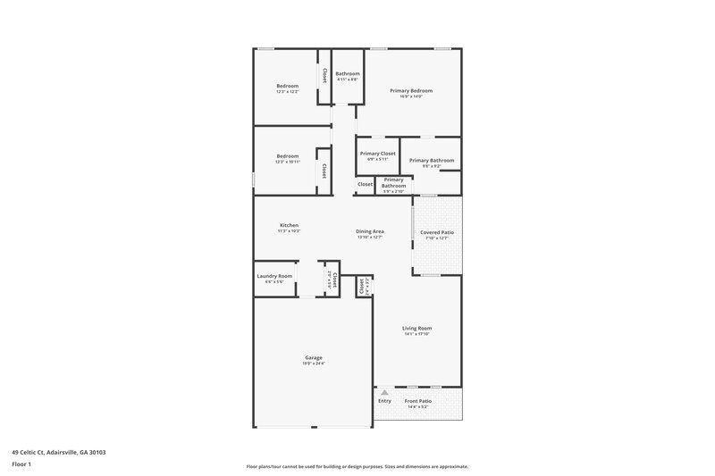 1,660/Mo, 49 Celtic Court Adairsville, GA 30103 Floor Plan View