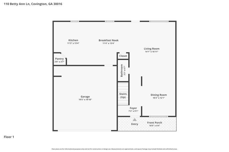 1,935/Mo, 110 Betty Ann Lane Covington, GA 30016 Floor Plan View 2