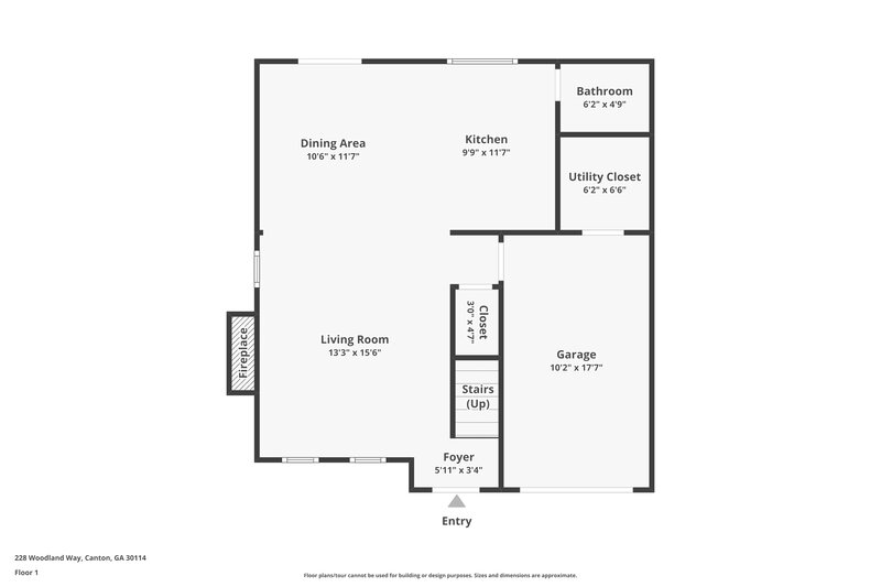 1,900/Mo, 228 Woodland Way Canton, GA 30114 Floor Plan View
