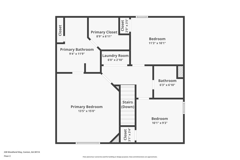 1,900/Mo, 228 Woodland Way Canton, GA 30114 Floor Plan View 2