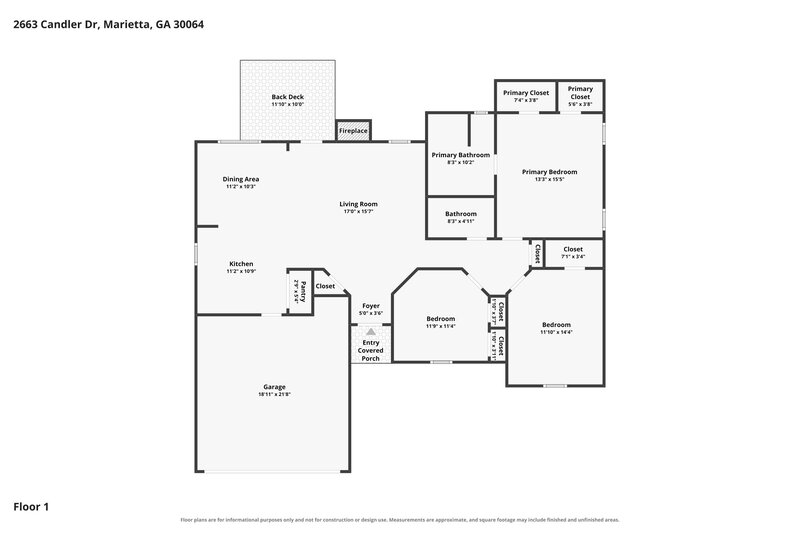 2,215/Mo, 2663 Candler Dr Marietta, GA 30064 Floor Plan View
