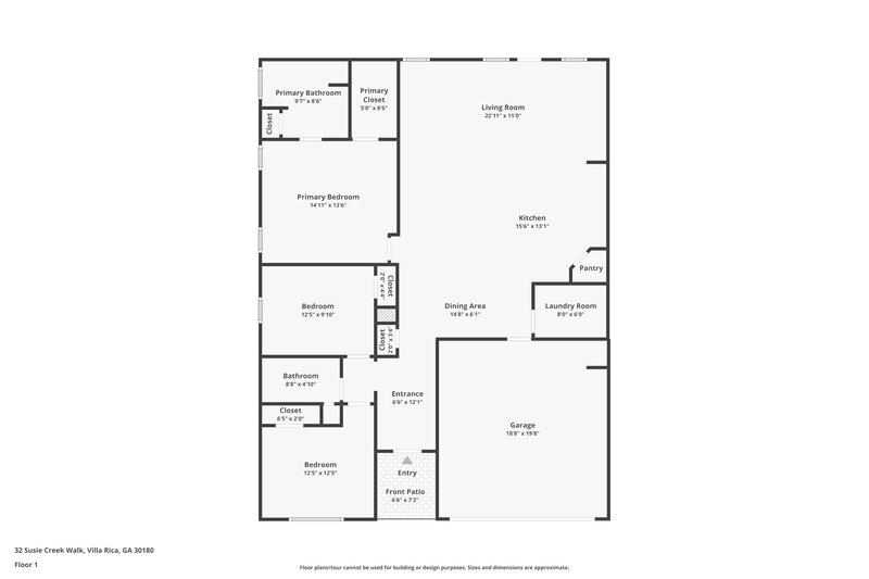 1,700/Mo, 32 Susie Creek Walk Villa Rica, GA 30180 Floor Plan View