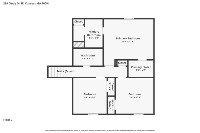 2,010/Mo, 299 Cindy Dr Conyers, GA 30094 Floor Plan View 2