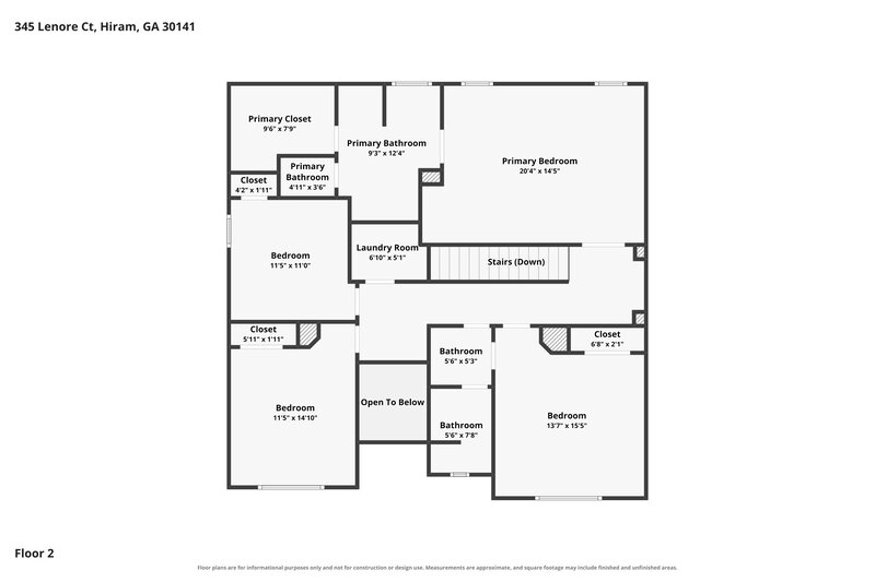 2,155/Mo, 345 Lenore Court Hiram, GA 30141 Floor Plan View 2
