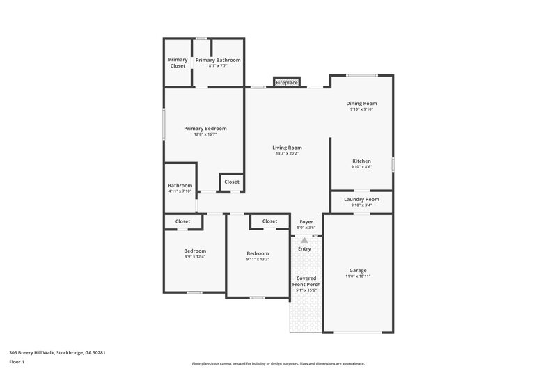 1,730/Mo, 306 Breezy Hill Walk Stockbridge, GA 30281 Floor Plan View