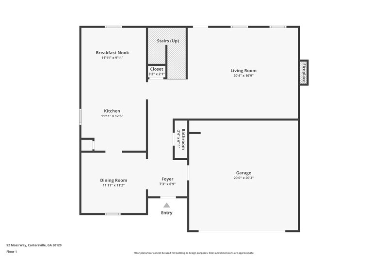 2,750/Mo, 92 Moss Way Cartersville, GA 30120 Floor Plan View