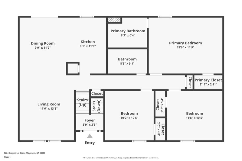 1,670/Mo, 5224 Brough Lane Stone Mountain, GA 30088 Floor Plan View 2