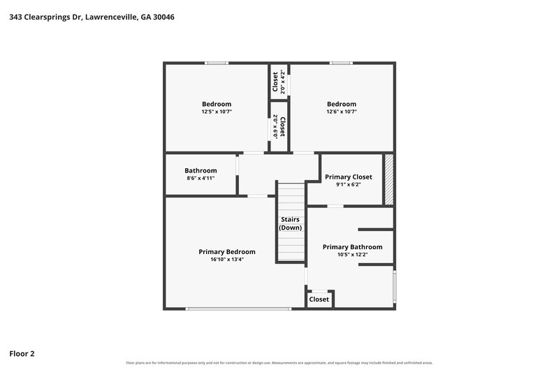 1,850/Mo, 343 Clearsprings Drive Lawrenceville, GA 30046 Floor Plan View 2