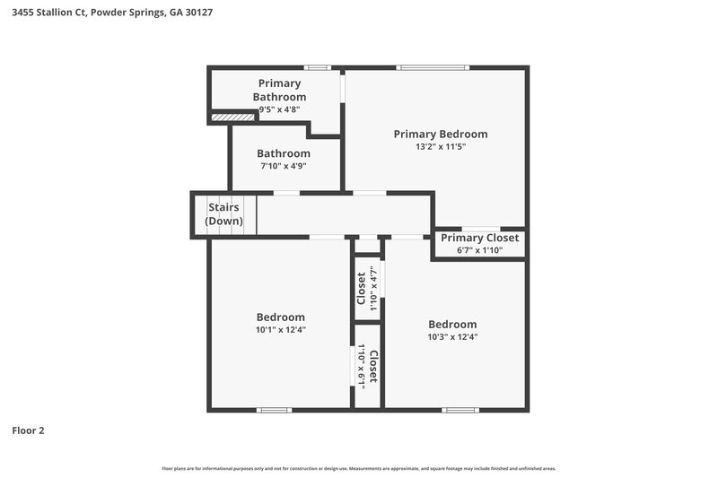 2,025/Mo, 3455 Stallion Court Powder Springs, GA 30127 Floor Plan View 3